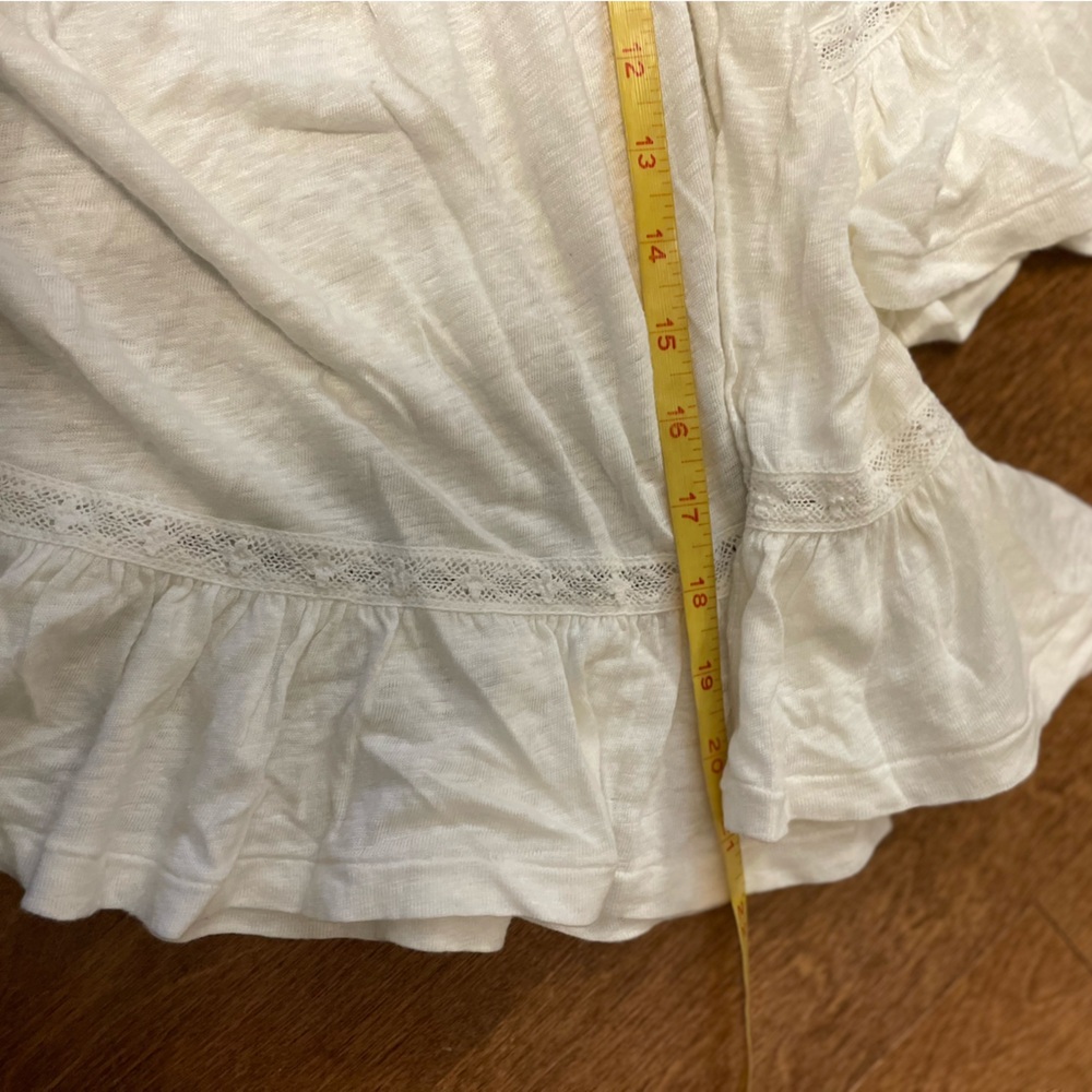 New Polo Ralph Lauren White Linen Blouse Ruffle Bell Sleeves Pullover Top XXS - Picture 8 of 17